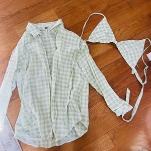 Free people button down and bra top set
